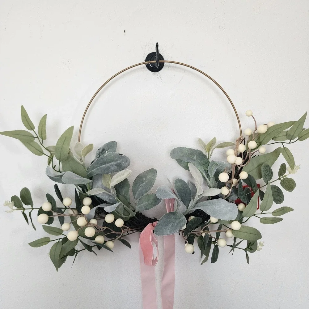 NWT World Market Assymetrical Wreath Wire Pink Bow 15